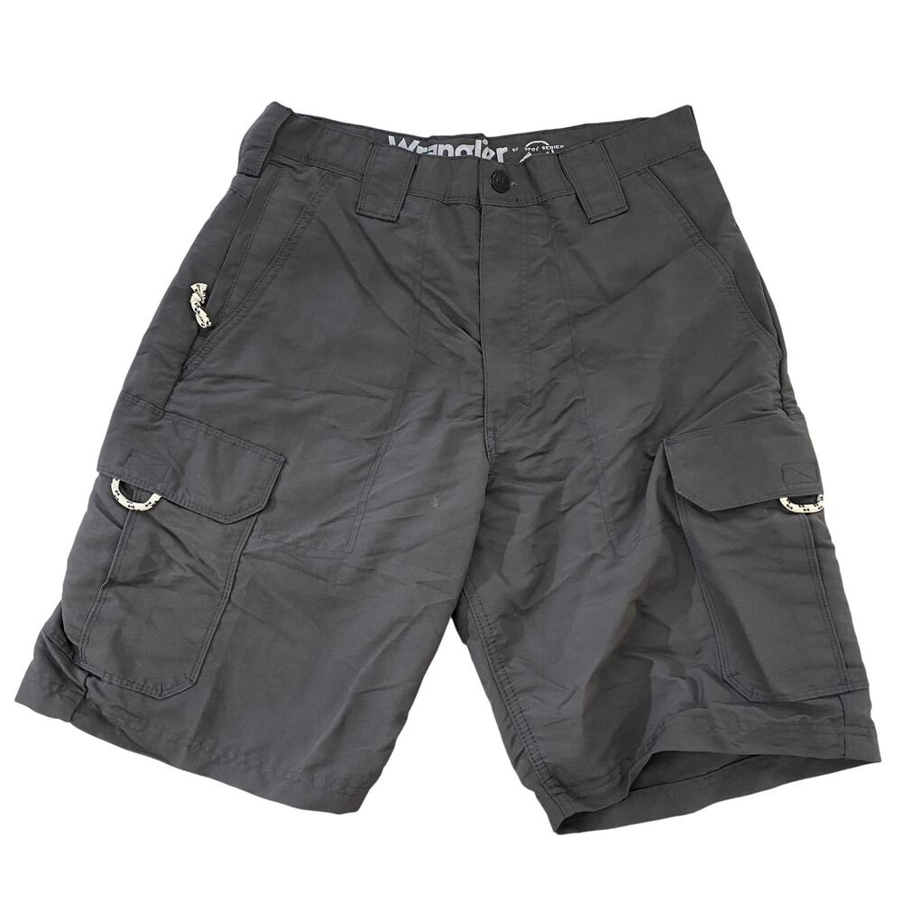 Wrangler Cargo Shorts Mens 30 Gray Nylon Outdoor Utility Pockets Hiking 30x10